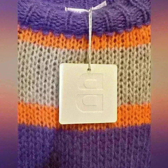 NWT Bellerina Women’s M Neon Stripe Mohair Sweater Colorblock Comfy Cozy‎ - Picture 3 of 11